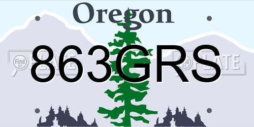 863GRS Oregon License Plate