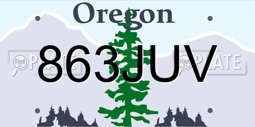 863JUV Oregon License Plate