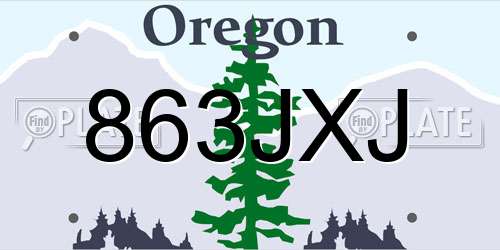863JXJ Oregon License Plate