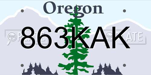 863KAK Oregon License Plate