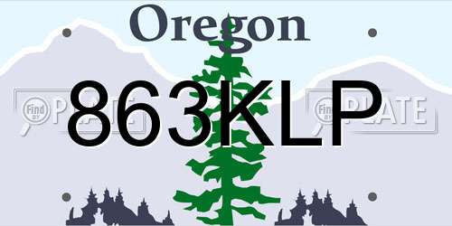 863KLP Oregon License Plate