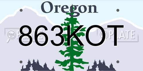 863KOT Oregon License Plate