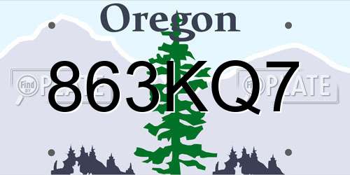 863KQ7 Oregon License Plate