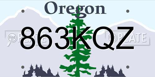 863KQZ Oregon License Plate