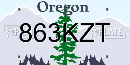 863KZT Oregon License Plate