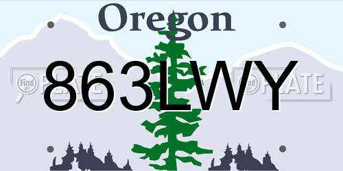 863LWY Oregon License Plate