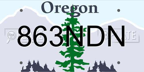 863NDN Oregon License Plate