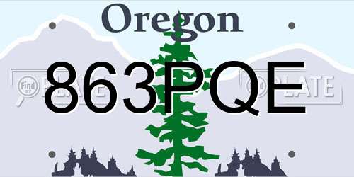 863PQE Oregon License Plate