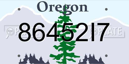 86452I7 Oregon License Plate