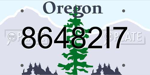 86482I7 Oregon License Plate