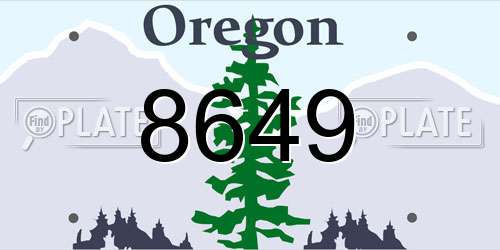 8649 Oregon License Plate