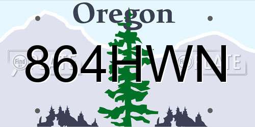 864HWN Oregon License Plate