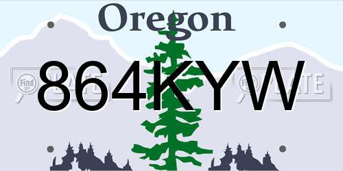 864KYW Oregon License Plate