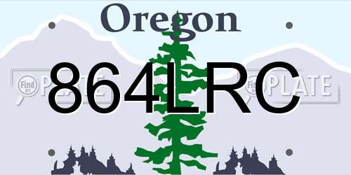 864LRC Oregon License Plate