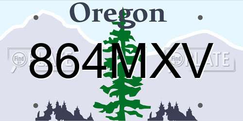 864MXV Oregon License Plate