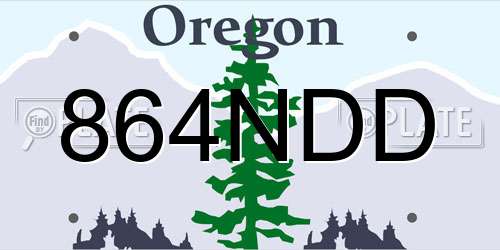 864NDD Oregon License Plate