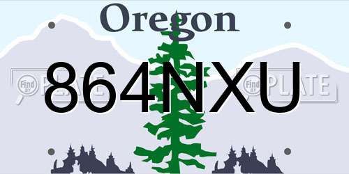 864NXU Oregon License Plate