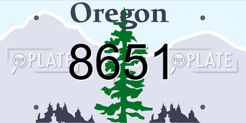 8651 Oregon License Plate