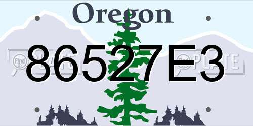 86527E3 Oregon License Plate