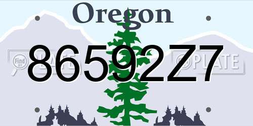 86592Z7 Oregon License Plate