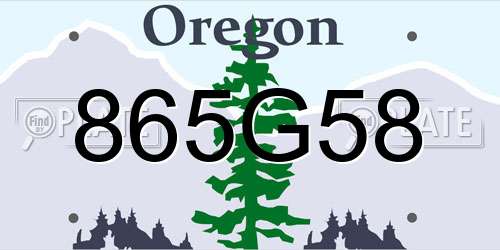865G58 Oregon License Plate