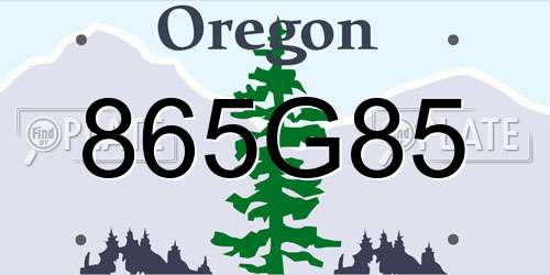865G85 Oregon License Plate