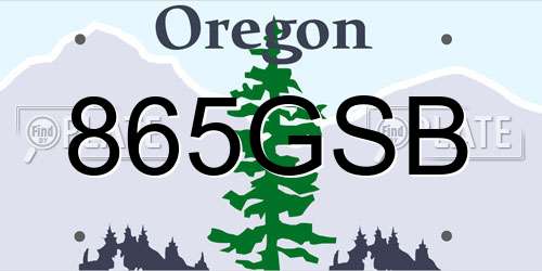 865GSB Oregon License Plate