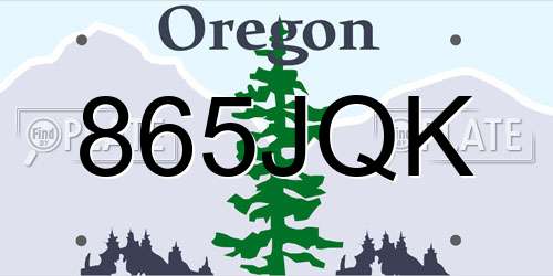 865JQK Oregon License Plate