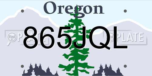 865JQL Oregon License Plate