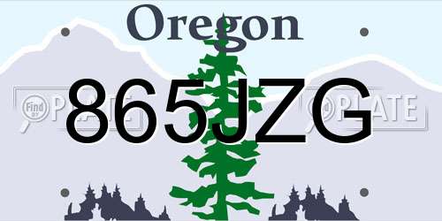 865JZG Oregon License Plate