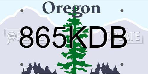 865KDB Oregon License Plate