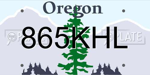 865KHL Oregon License Plate