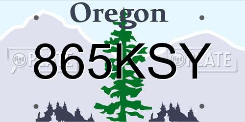 865KSY Oregon License Plate