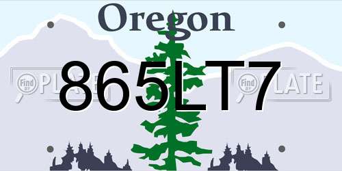 865LT7 Oregon License Plate