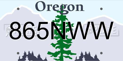 865NWW Oregon License Plate