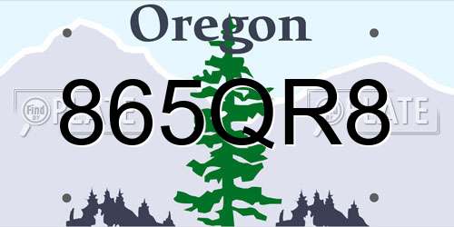 865QR8 Oregon License Plate