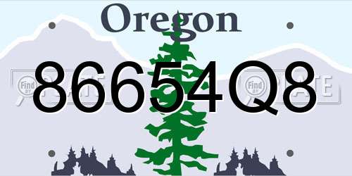 86654Q8 Oregon License Plate