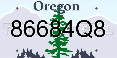 86684Q8 Oregon License Plate