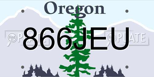 866JEU Oregon License Plate