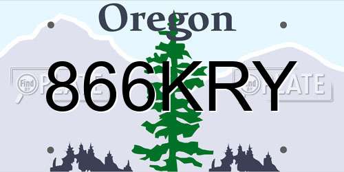 866KRY Oregon License Plate