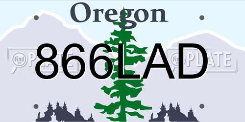 866LAD Oregon License Plate