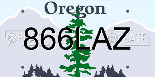 866LAZ Oregon License Plate