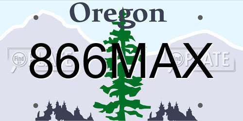 866MAX Oregon License Plate