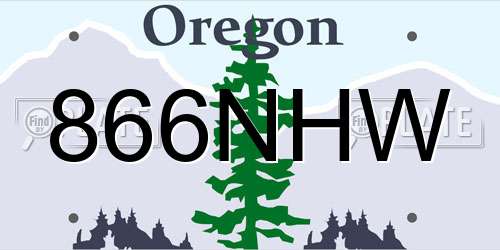 866NHW Oregon License Plate