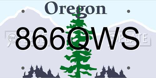 866QWS Oregon License Plate