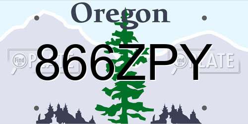 866ZPY Oregon License Plate
