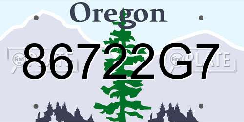 86722G7 Oregon License Plate