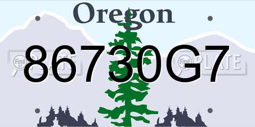 86730G7 Oregon License Plate