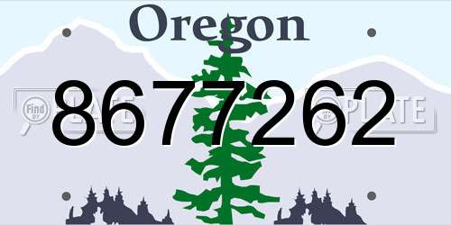 8677262 Oregon License Plate