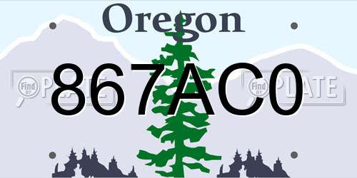 867AC0 Oregon License Plate